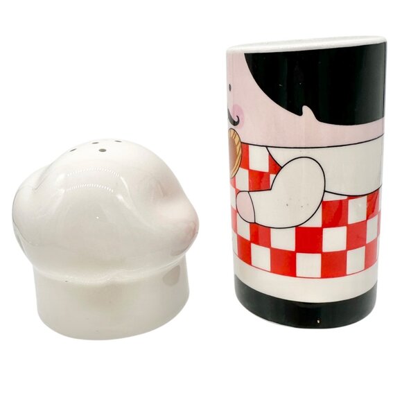 Vintage Chef Ceramic Salt and Pepper Shaker Set With Red Checkered Design - Picture 8 of 8